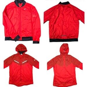 Lot Of 2 Nike Full Zip Lightweight Running Jacket Red Large. Bad Condition